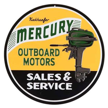 MERCURY MARINE ROUND EMBOSSED TIN SIGN (12"x12")