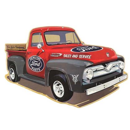 FORD TRUCK LONG EMBOSSED TIN SIGN (19"x13")