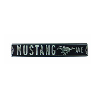 MUSTANG AVE. EMBOSSED TIN STREET SIGN (20"x3.5")
