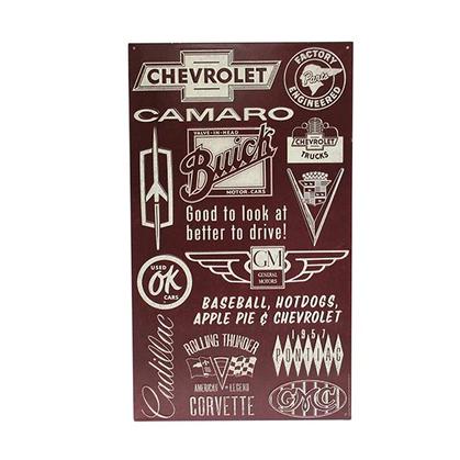 GENERAL MOTORS LOGO COLLAGE TIN SIGN (14"x24")