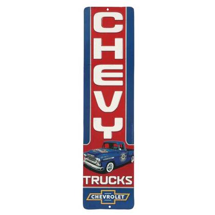 CHEVY TRUCK VERTICAL EMBOSSED TIN SIGN (5"x20")