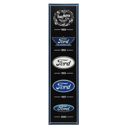 FORD LOGO EVOLUTION EMBOSSED TIN SIGN 6"x24"