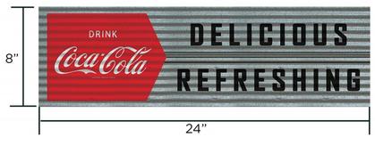 Coca-Cola 8&quot;x24&quot; Corrugared Tin