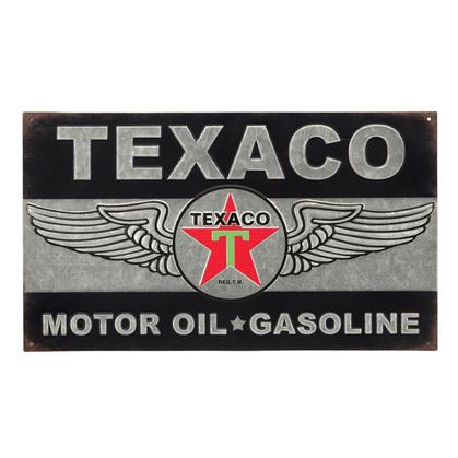 TEXACO GALVANIZED EMBOSSED TIN SIGN 18"x10"
