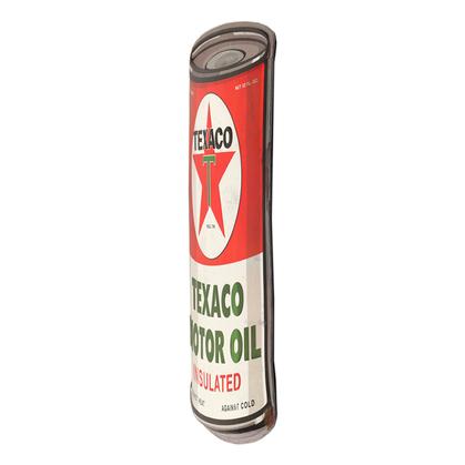 TEXACO MOTOR OIL CAN RUSTIC CURVED TIN SIGN 15.5"x23.7"