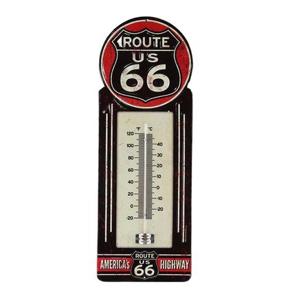 ROUTE 66 METAL THERMOMETER 5"x15.5"
