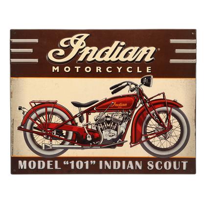 INDIAN SCOUT EMBOSSED TIN SIGN 16"x12.5"