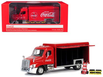 Beverage Delivery Truck "Coca-Cola" with Handcart and 4 Bottle Cases