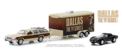 1979 Ford LTD Country Squire with 1978 Chevrolet Corvette C3 in Enclosed Car Hauler "Dallas TV Series"