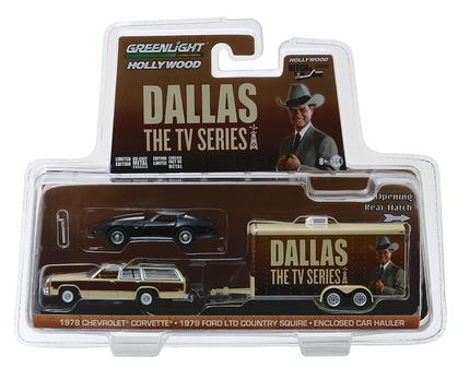 1979 Ford LTD Country Squire with 1978 Chevrolet Corvette C3 in Enclosed Car Hauler "Dallas TV Series"