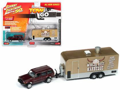 1998 Jeep Cherokee with Food Truck Johnny Lightning Tow & Go 2019 1B