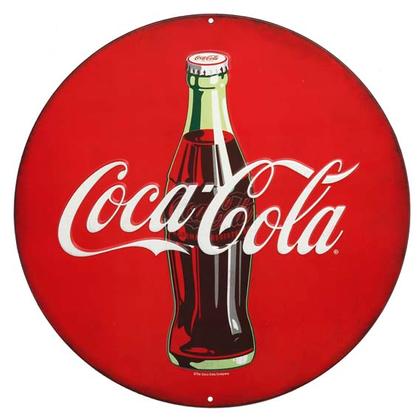COCA-COLA ROUND EMBOSSED TIN SIGN 12"