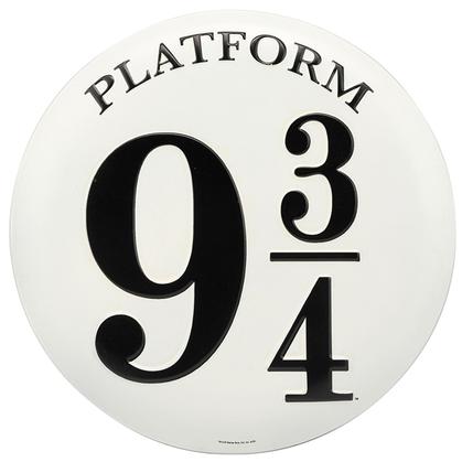 PLATFORM 9 3/4 EMBOSSED TIN BUTTON SIGN Harry Potter 14"