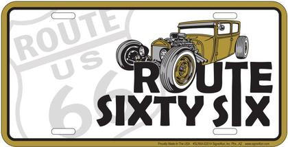 Route 66 Gold Auto License Plate