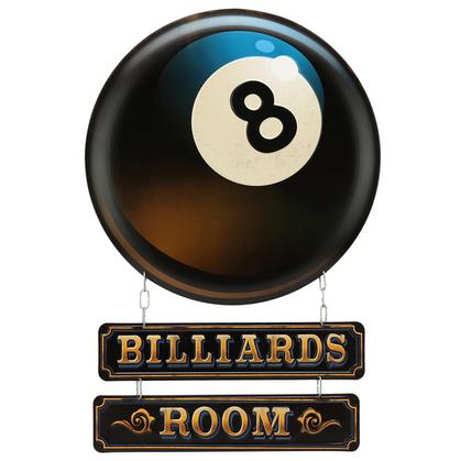 BILLIARDS ROOM LINKED EMBOSSED TIN SIGN
