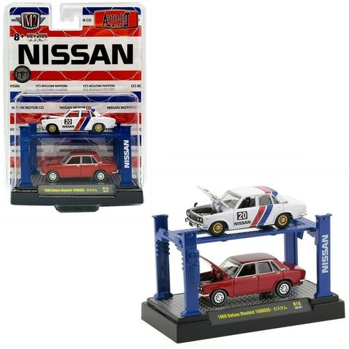 AUTO-LIFT 2 PACK WHITE & RED 1969 DATSUN BLUEBIRD 1600SSS