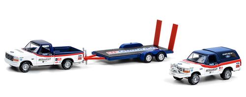 "BFGoodrich Rough Riders" 1992 Ford F-150 with Flatbed Trailer and 1992 Ford Bronco "Racing Hitch and Tow Series 3"