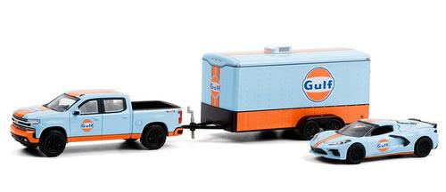 "Gulf" 2021 Chevrolet Silverado and 2021 Chevrolet Corvette C8 Stingray "Racing Hitch and Tow Series 3"