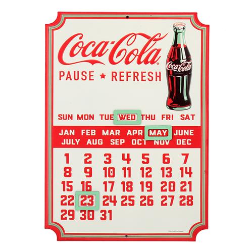 COCA-COLA CALENDAR EMBOSSED SIGN W/ MAGNETS 10"x14"