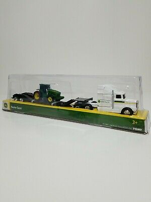 John Deere Farm Semi in Black with Flatbed with Tractor Loader