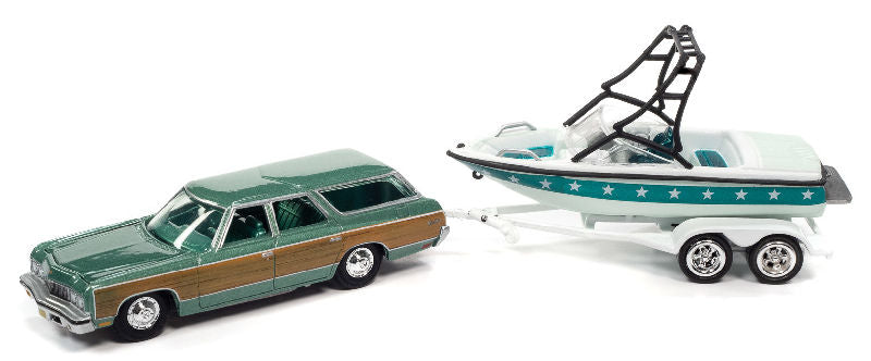 1973 Chevy Caprice Woody Wagon with Mastercraft Boat and Trailer