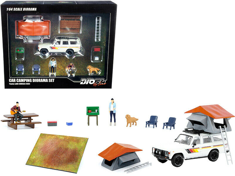 "CAR CAMPING" DIORAMA SET OF 13 PCS W/CAR & FIGURINES 1/64