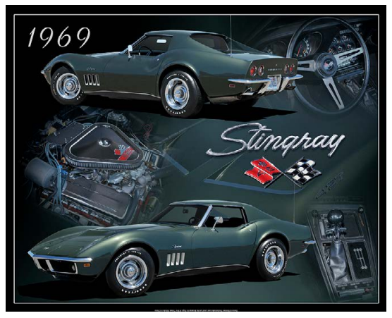 Chevrolet Corvette StingRay 1969 15"x12"
