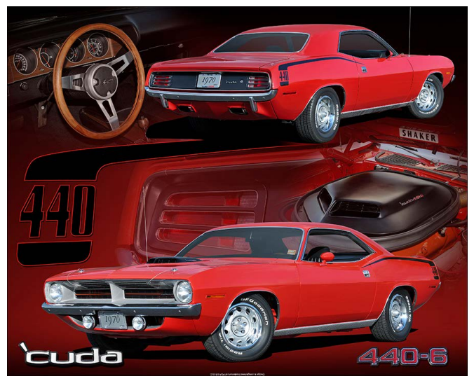 Plymouth Cuda 440-6 1970 15"x12"