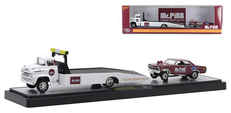 Mr PiBB - 1958 Chevrolet Spartan LCF and 1967 Chevrolet Nova Gasser (M2 Machines Auto-Haulers 56000-TW15)