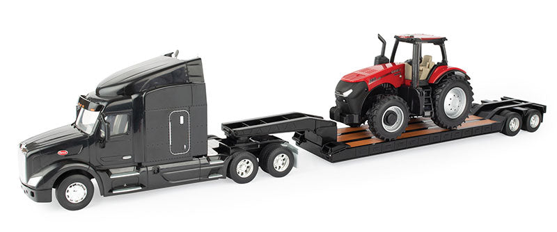 Peterbilt 579 with Lowboy Trailer and Case IH AFS Connect Magnum 380 Tractor
