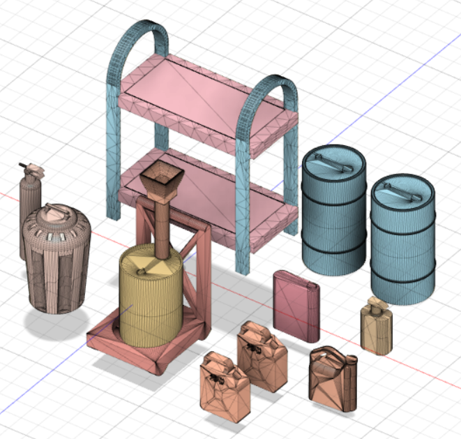 Ensemble accessoire garage diorama (fait via 3D) 1/18
