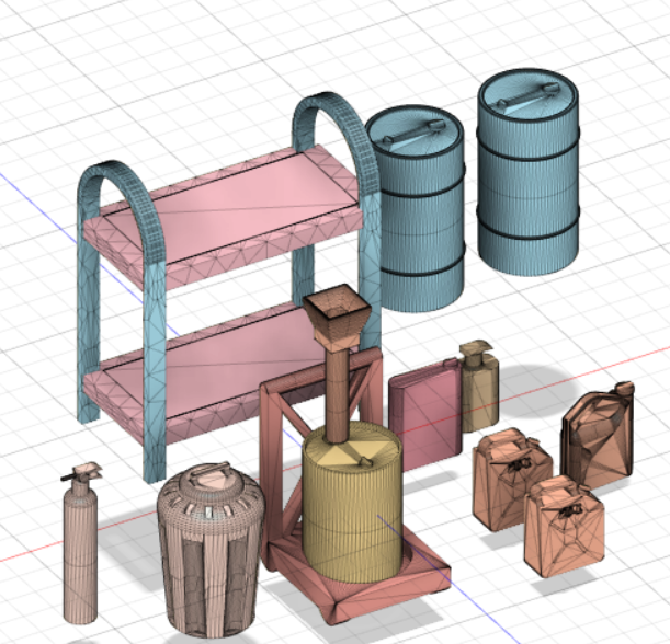 Ensemble accessoire garage diorama (fait via 3D) 1/18