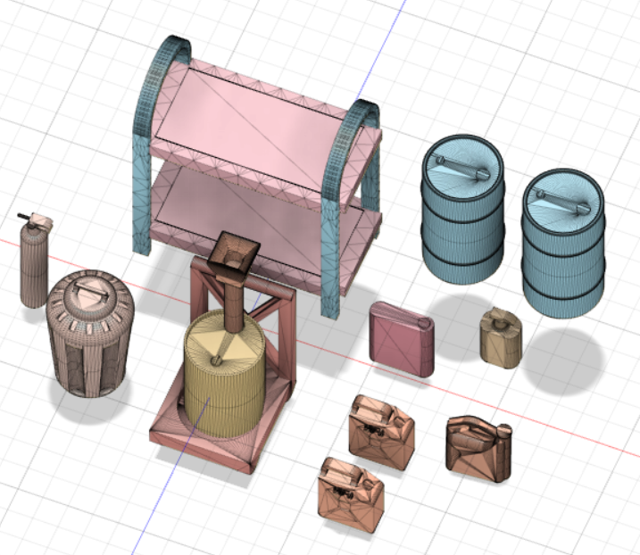 Ensemble accessoire garage diorama (fait via 3D) 1/18
