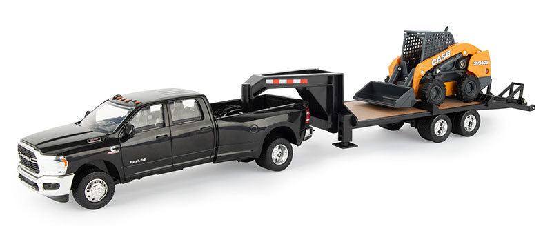 Dodge RAM 3500 Pickup with Case SV340B Skid Steer and Gooseneck Trailer