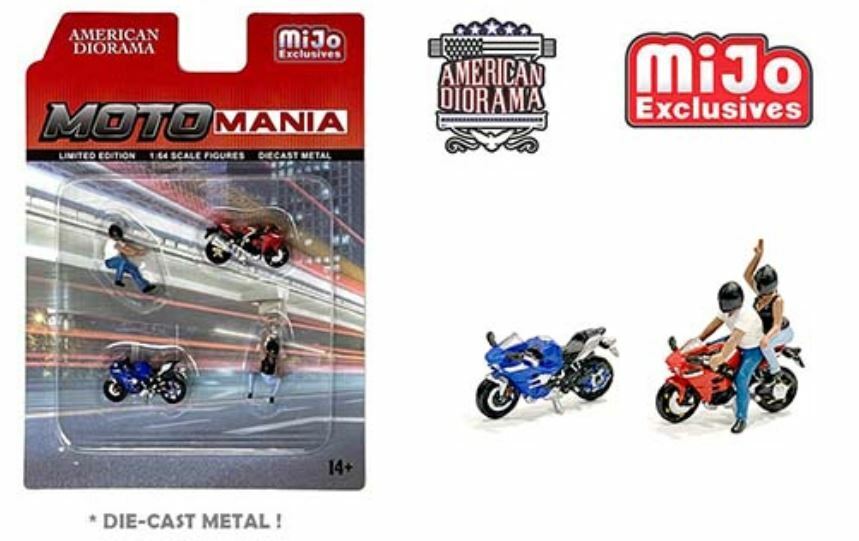 1/64 Moto Mania Biker Set Motorcycles & Riders