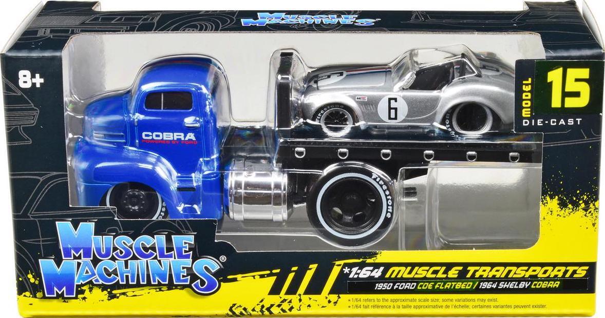 1950 Ford COE Flatbed Truck Blue Cobra Powered by Ford and 1964 Shelby Cobra