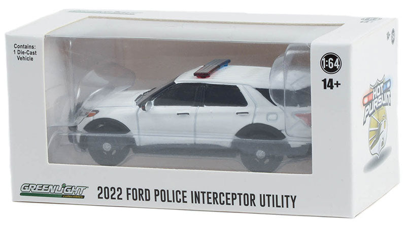 Police - 2022 Ford Police Interceptor Utility with Light Bar and Push Bar in White