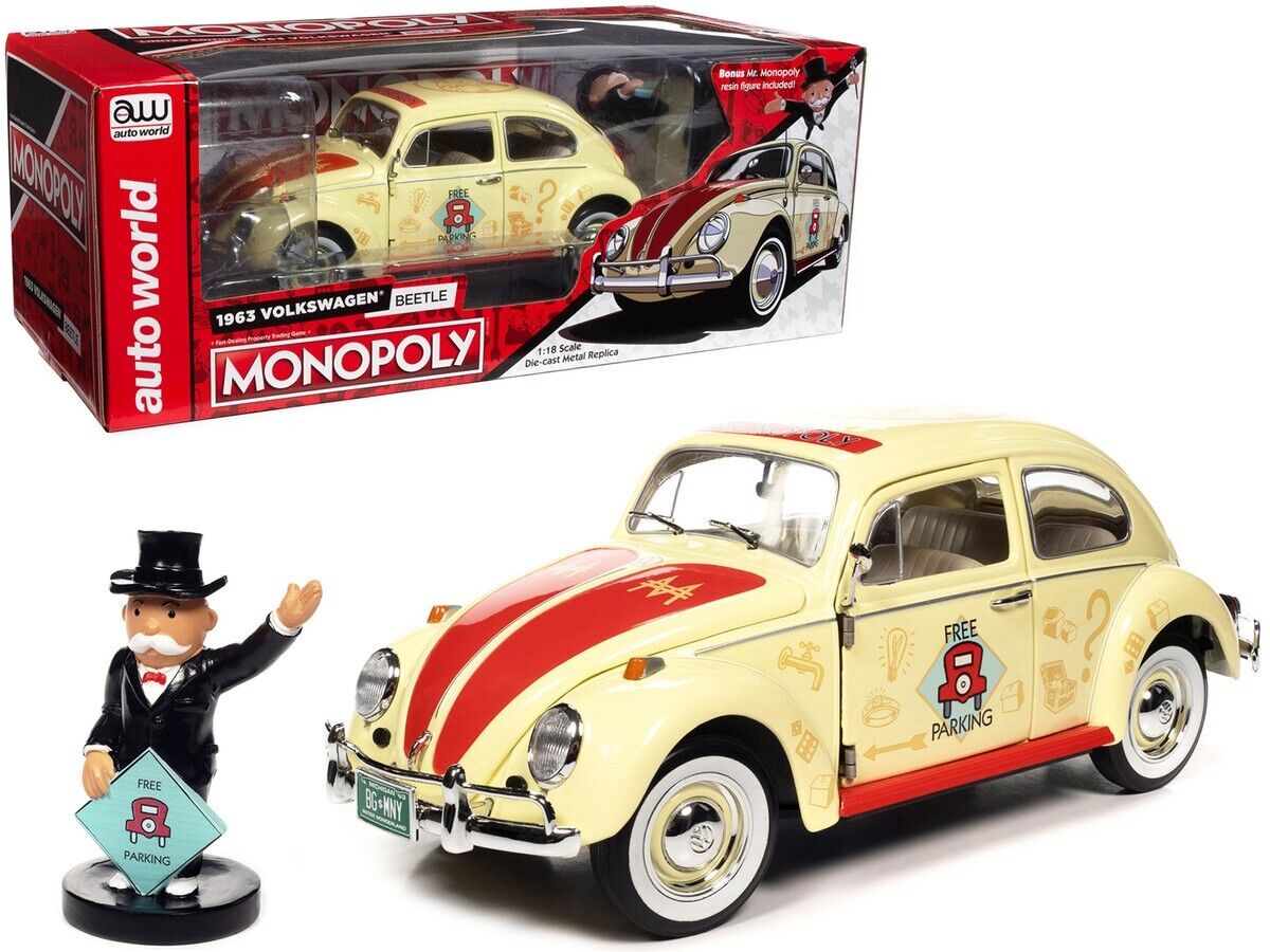 Volkswagen Beetle 1963 Free Parking & Mr Monopoly Figure
