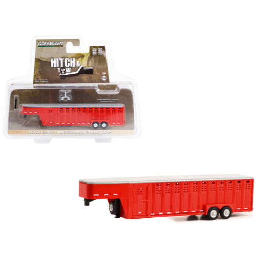 26-Foot Vertical Three Hole Gooseneck Livestock Trailer Red "Hitch & Tow"