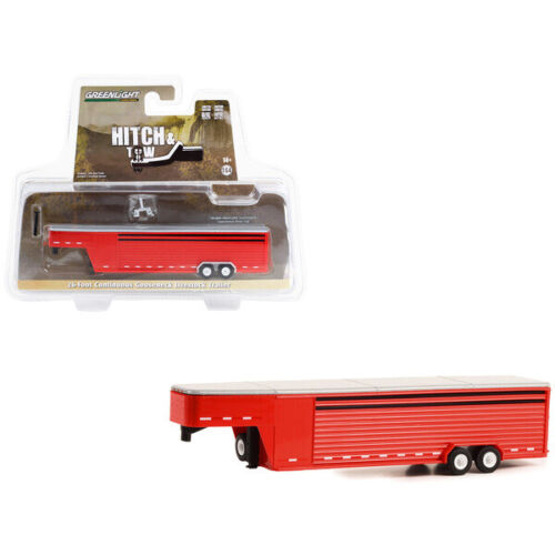 26-Foot Continuous Gooseneck Livestock Trailer Red "Hitch & Tow"