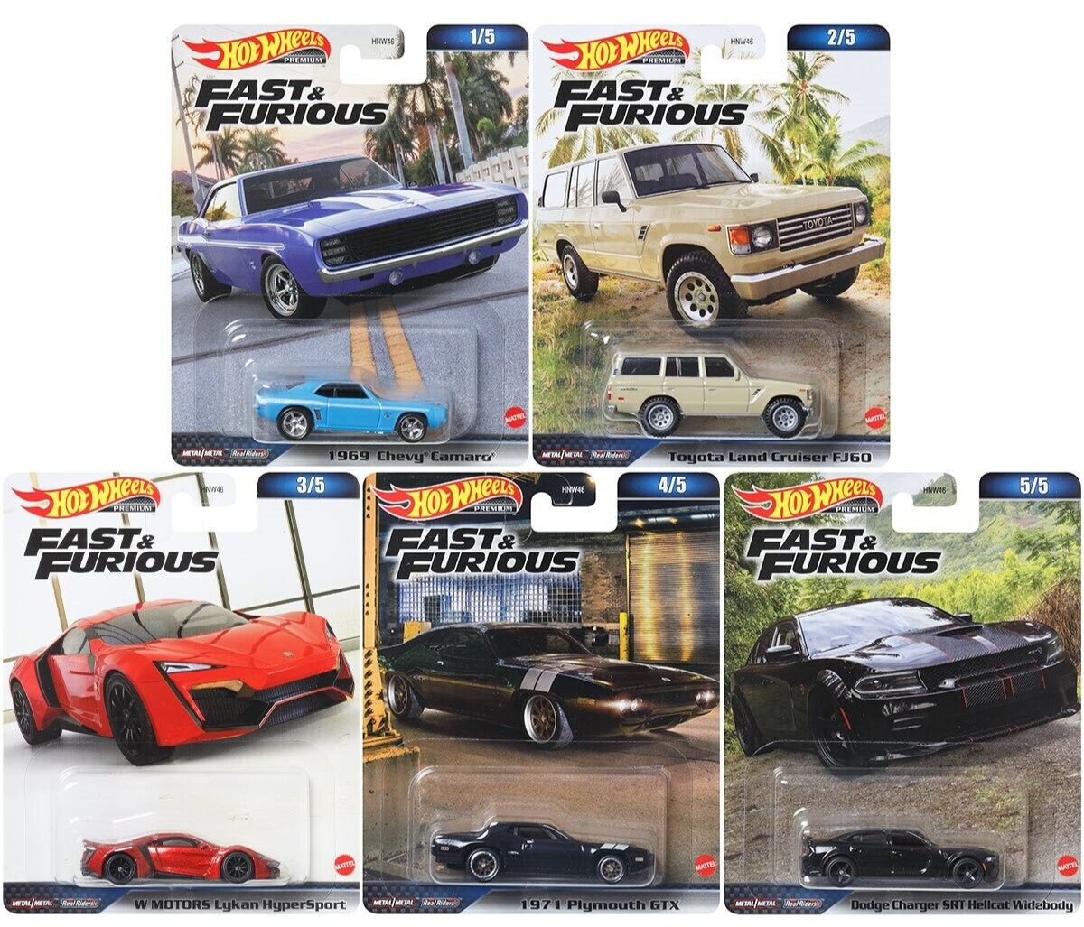 1/64 Set Hot Wheels Premium Car Culture 2023 Fast & Furious Set of 5
