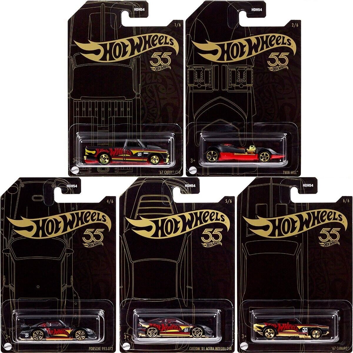 1/64 Set 55th Anniversary Pearl & Chrome D Case 2023 Set of 5