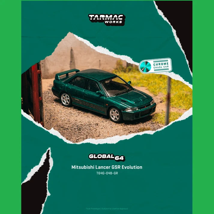 Tarmac Works Global64 1:64 Mitsubishi Lancer GSR Evolution – Vert métallisé – T64G-048-GR