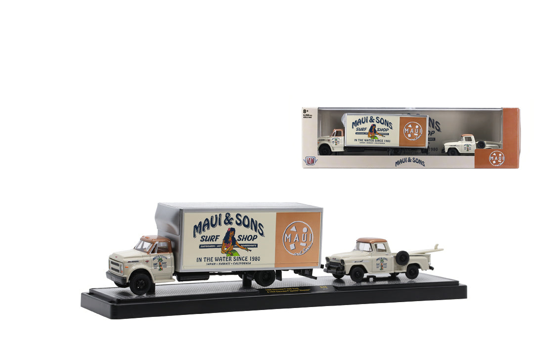 Maui &amp; Sons 1968 Chevrolet C60 Truck &amp; 1958 Chevrolet Apache Stepside - M2 Machines Auto-Haulers Release 48 (36000-48C)