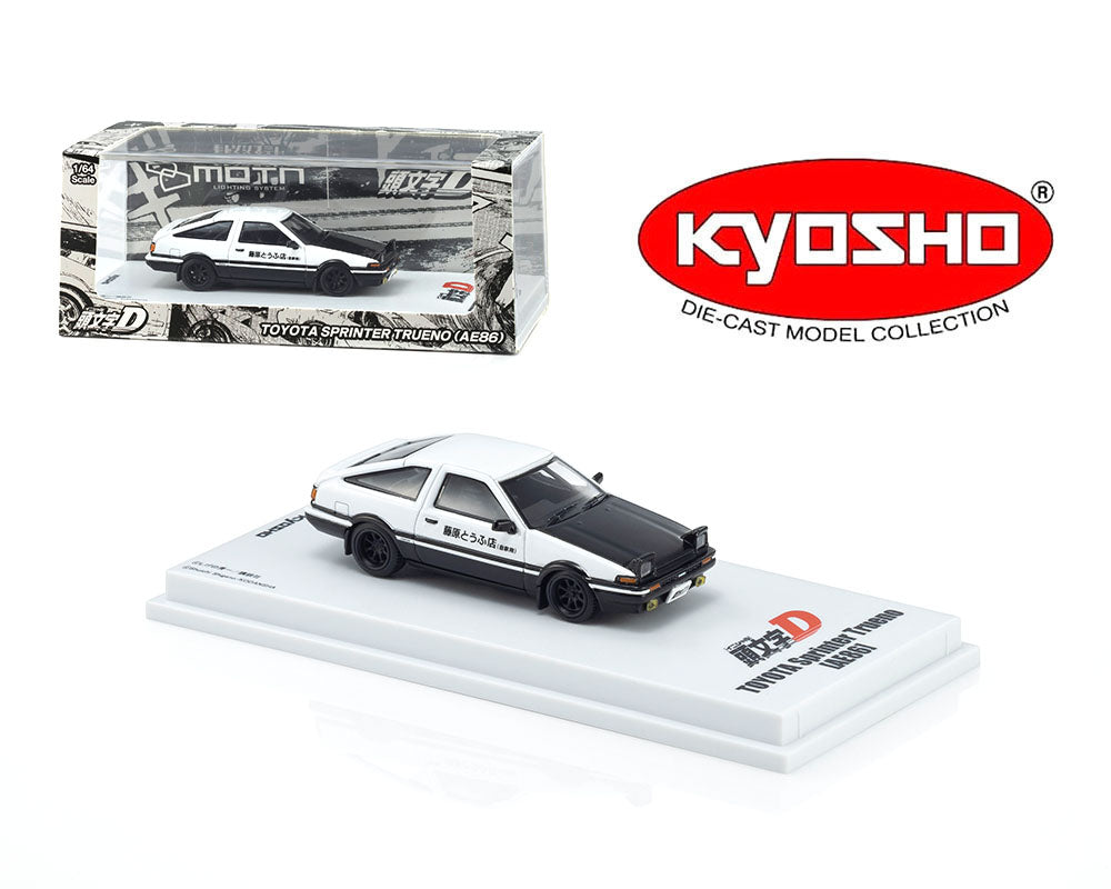 (PRE-ORDER 2027) Kyosho 1:64 Initial D Toyota Trueno (AE86) – LED MOTN Base Compatible – Limited Edition 07133LA