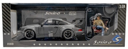 (PRE-ORDER 2025-26) SOLIDO-Porsche 964 RWB 1:18th Nardo Grey Body Kit with Akira Nakai Figure