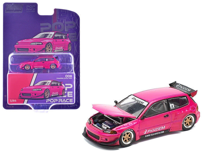 Pop Race x Enigma 1:64-Pandem Civic EG6 - Pink PRE008