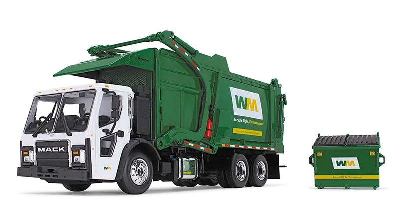 Waste Management - Mack LR Refuse Truck with McNeilus Meridian Front Loader and Trash Bin