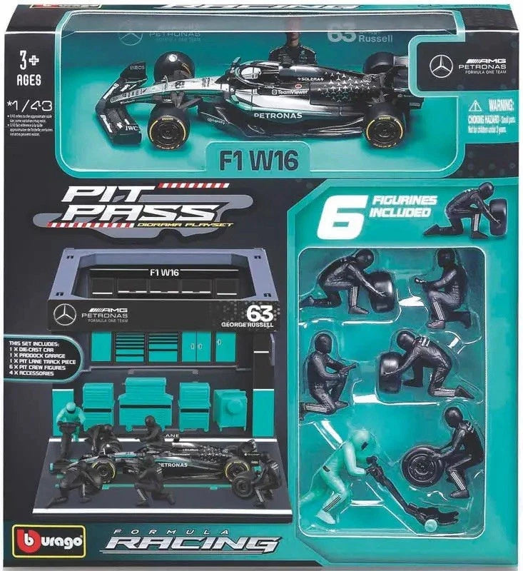 F1 Mercedes GP F1 W16 2025 Pit Pass Paddock Diorama Russell 