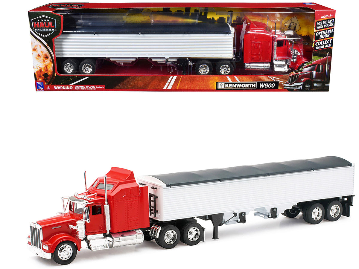 Kenworth W900 Rouge avec Remorque Grain Longue